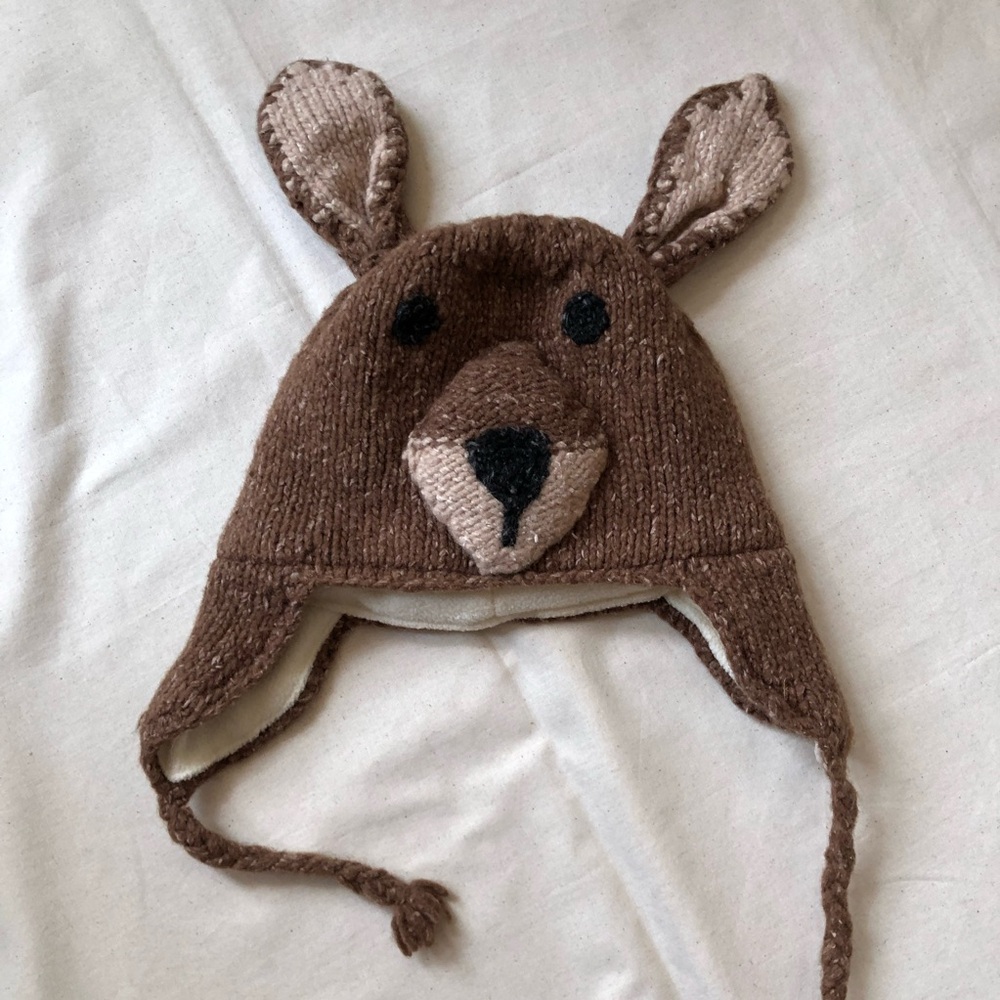 handmade kangaroo wool hat, australian cute animal hat, pure wool